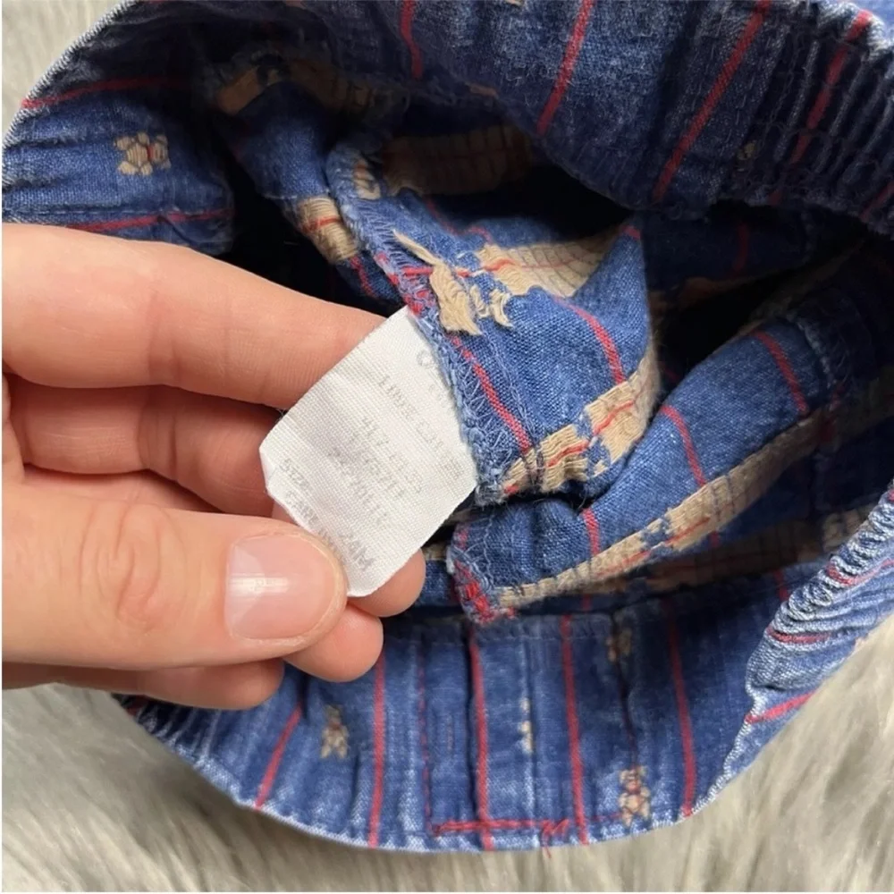 Vintage Made USA Oshkosh Baby Denim Bear Striped Jeans